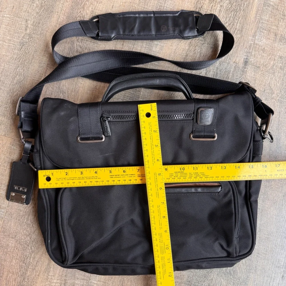 T-Tech by Tumi Black Ballistic Nylon Messenger Bag Laptop Briefcase 56117D